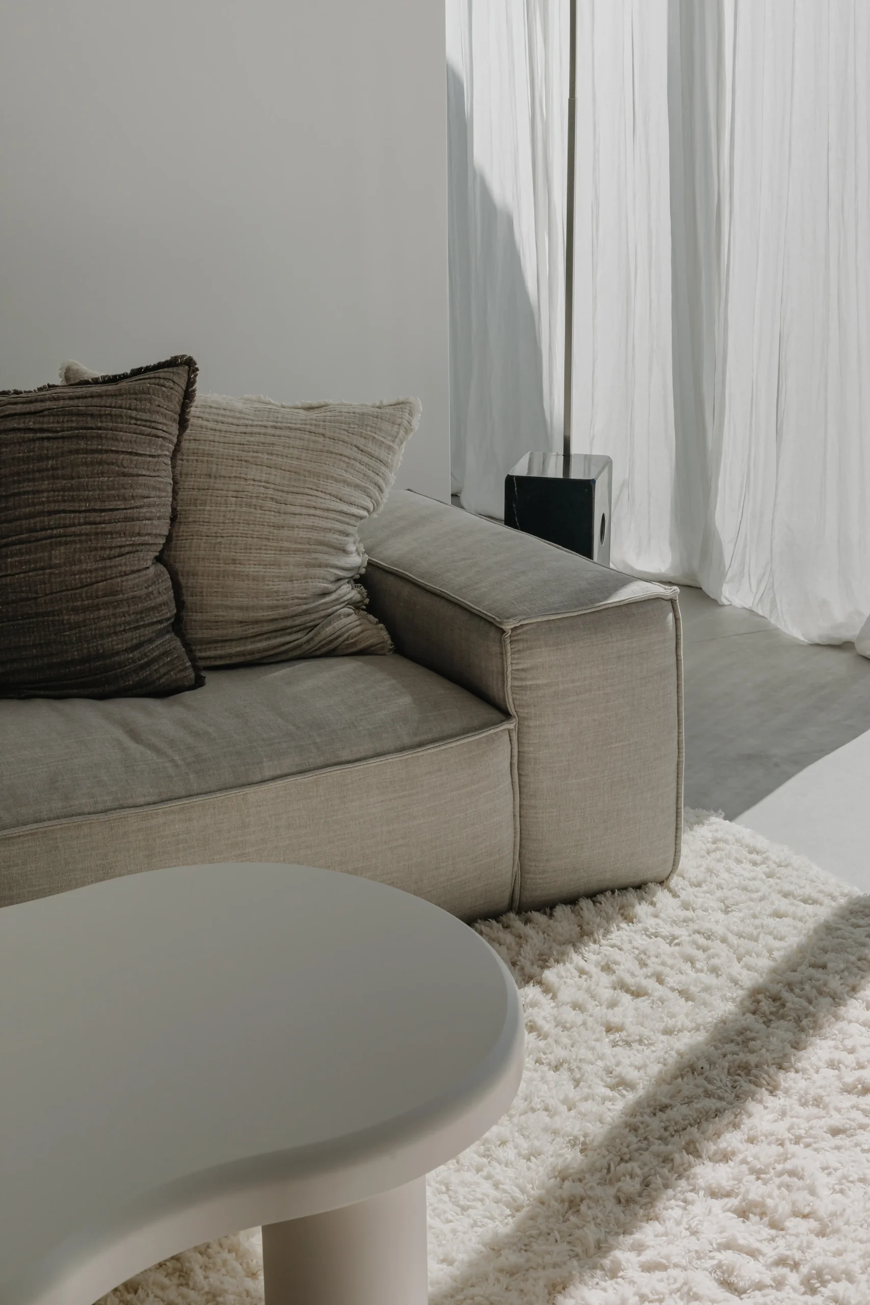 Modern neutral sofa in Tampa Bay therapy office
